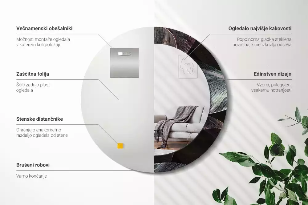 Bedrukte ronde spiegel Donkere tropische bladeren