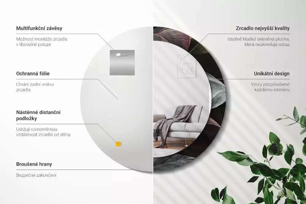 Bedrukte ronde spiegel Donkere tropische bladeren