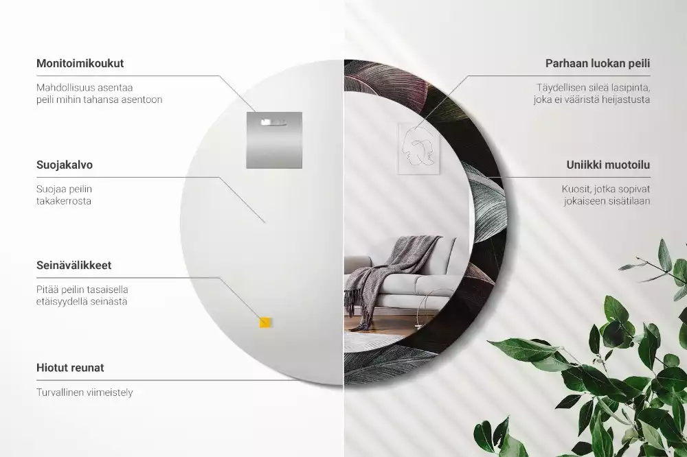 Bedrukte ronde spiegel Donkere tropische bladeren