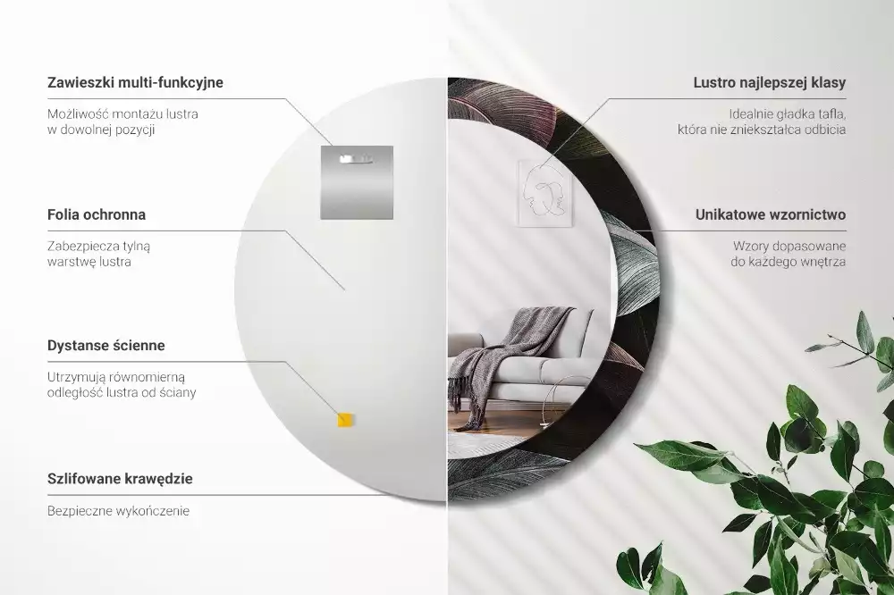 Bedrukte ronde spiegel Donkere tropische bladeren