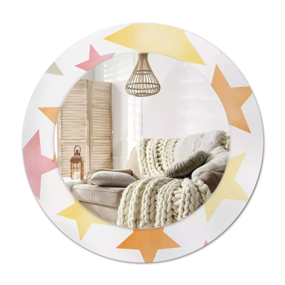 Ronde spiegel met decoratie Pastelsterren
