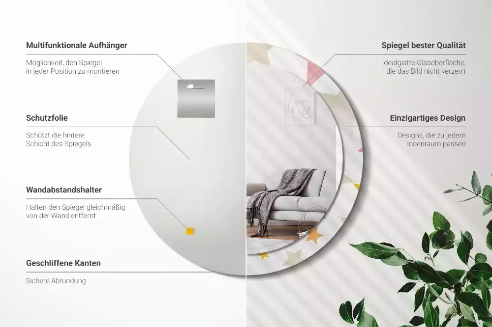 Ronde spiegel met decoratie Pastelsterren