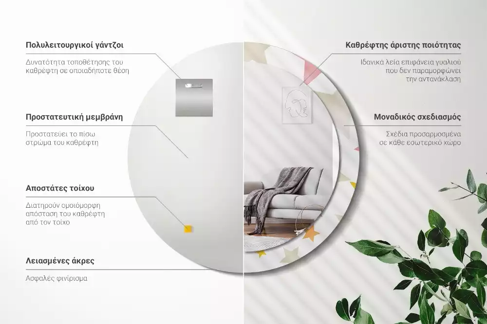 Ronde spiegel met decoratie Pastelsterren