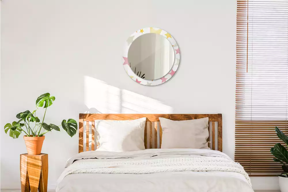 Ronde spiegel met decoratie Pastelsterren