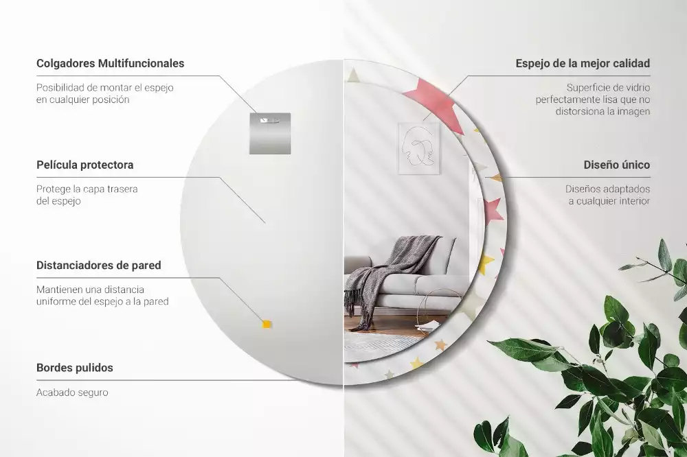 Ronde spiegel met decoratie Pastelsterren