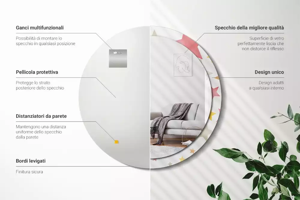 Ronde spiegel met decoratie Pastelsterren