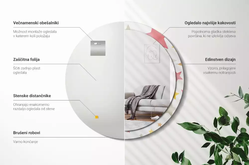 Ronde spiegel met decoratie Pastelsterren