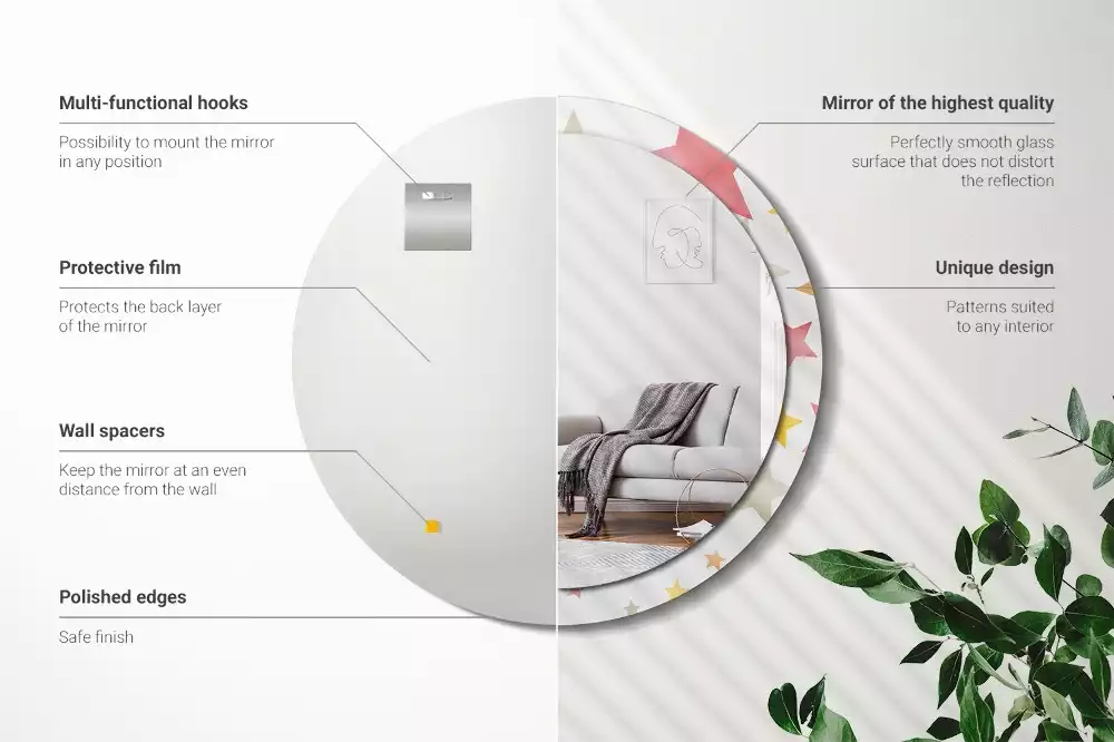 Ronde spiegel met decoratie Pastelsterren