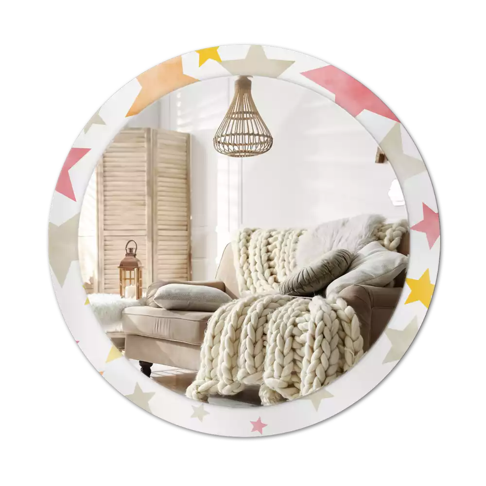 Ronde spiegel met decoratie Pastelsterren