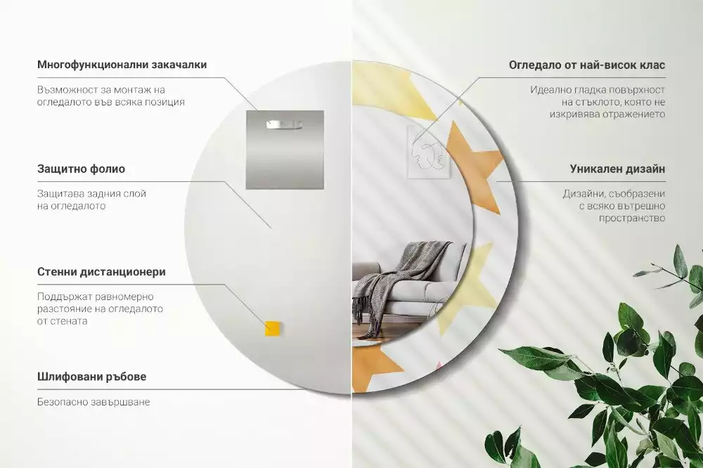 Ronde spiegel met decoratie Pastelsterren