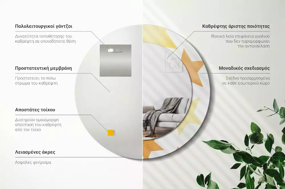 Ronde spiegel met decoratie Pastelsterren