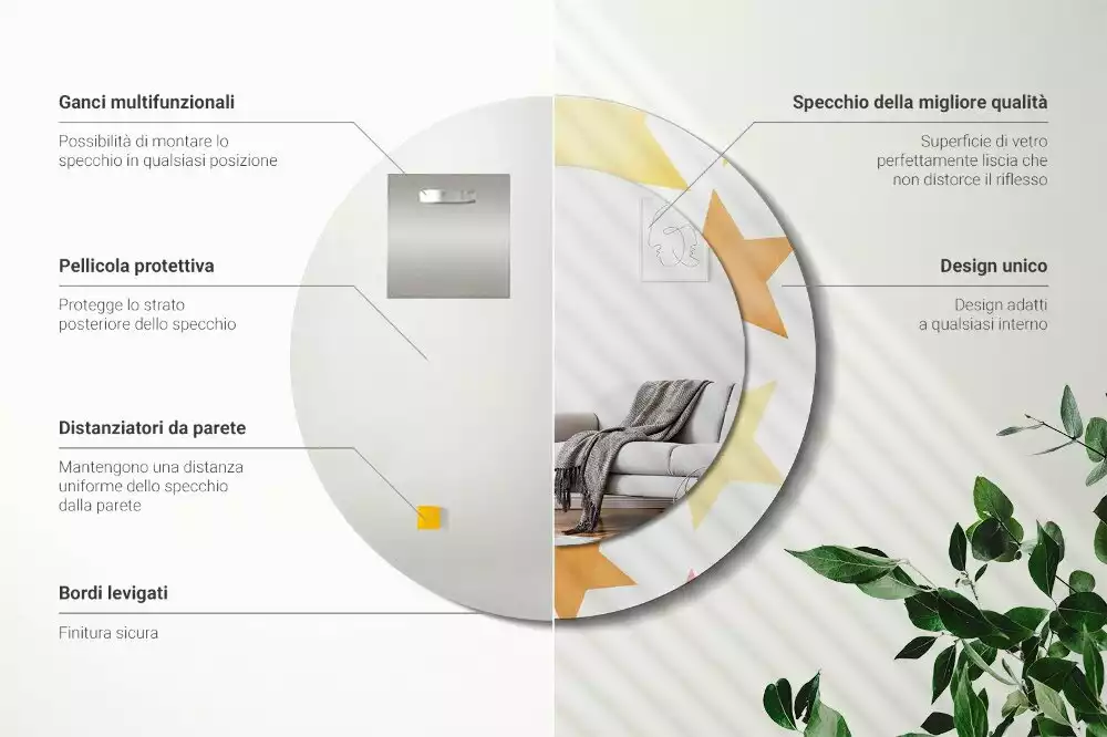 Ronde spiegel met decoratie Pastelsterren