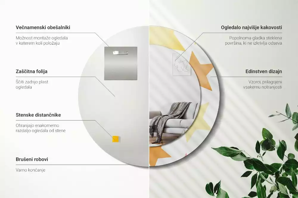 Ronde spiegel met decoratie Pastelsterren
