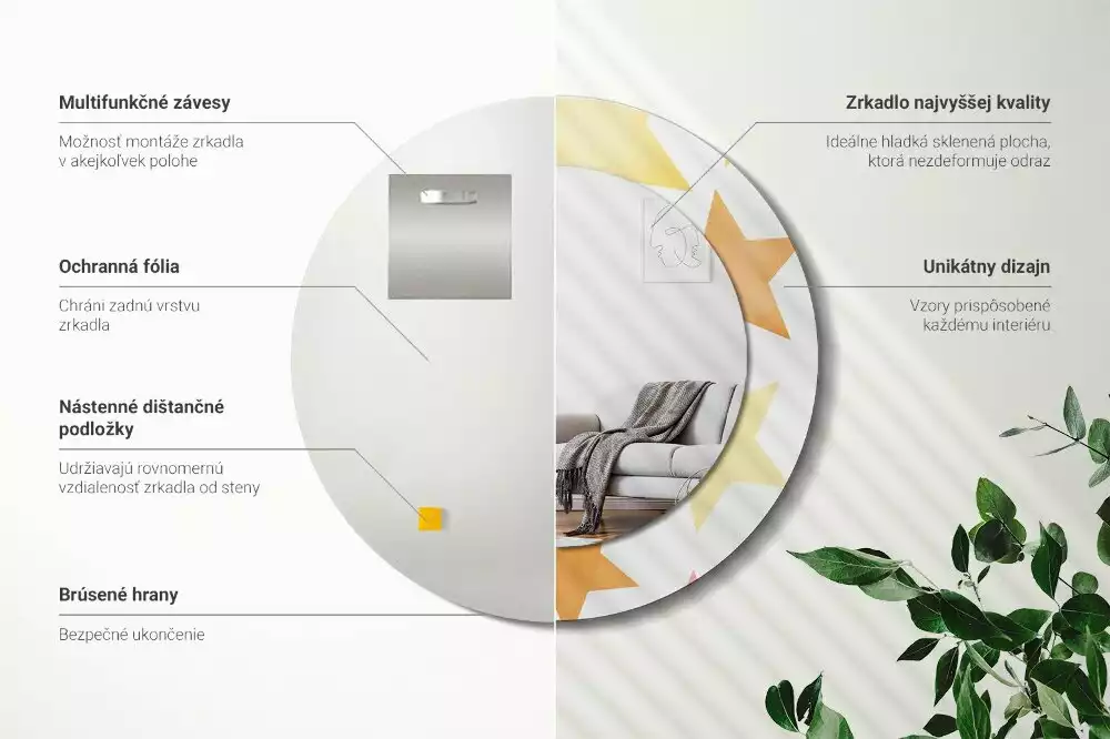 Ronde spiegel met decoratie Pastelsterren