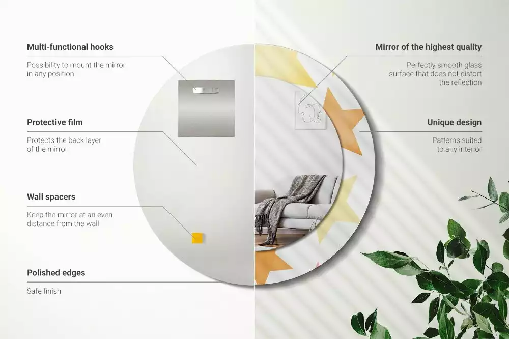 Ronde spiegel met decoratie Pastelsterren
