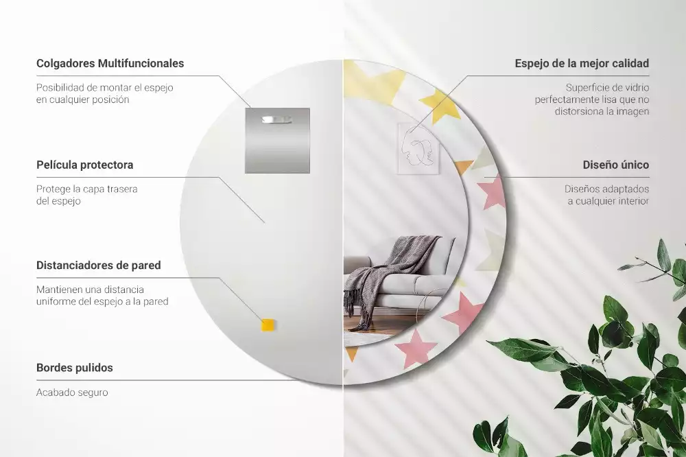 Ronde spiegel met decoratie Pastelsterren