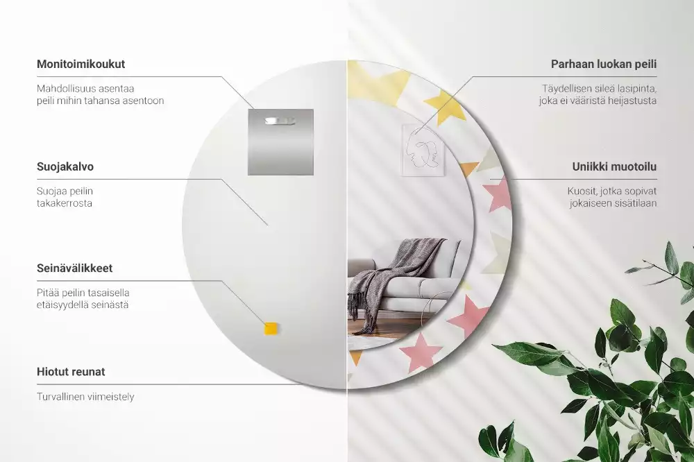 Ronde spiegel met decoratie Pastelsterren