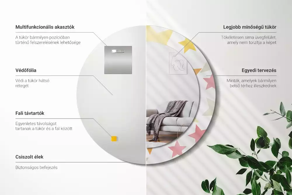 Ronde spiegel met decoratie Pastelsterren