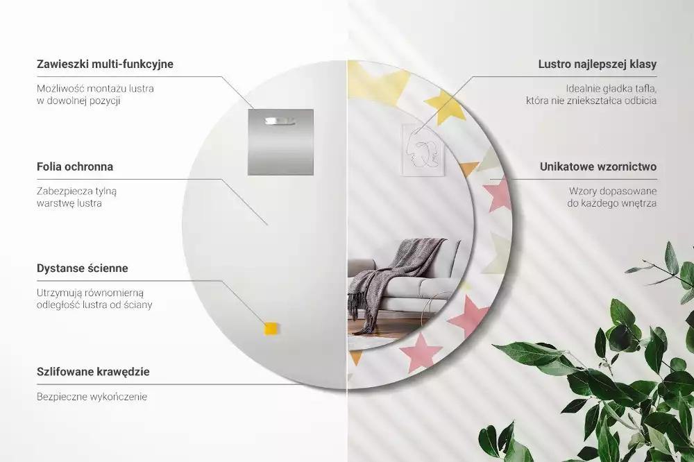 Ronde spiegel met decoratie Pastelsterren