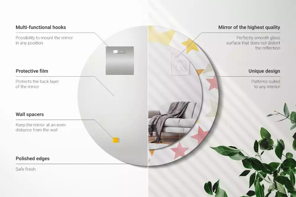 Ronde spiegel met decoratie Pastelsterren