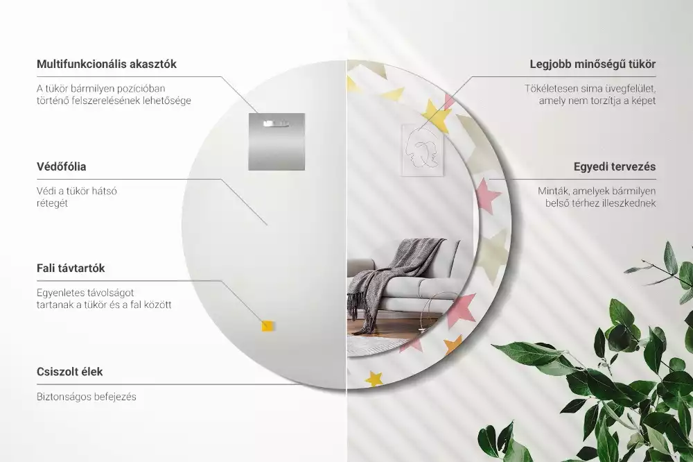 Ronde spiegel met decoratie Pastelsterren