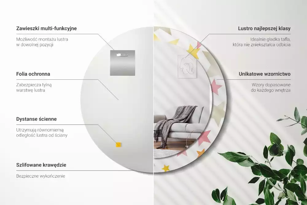 Ronde spiegel met decoratie Pastelsterren