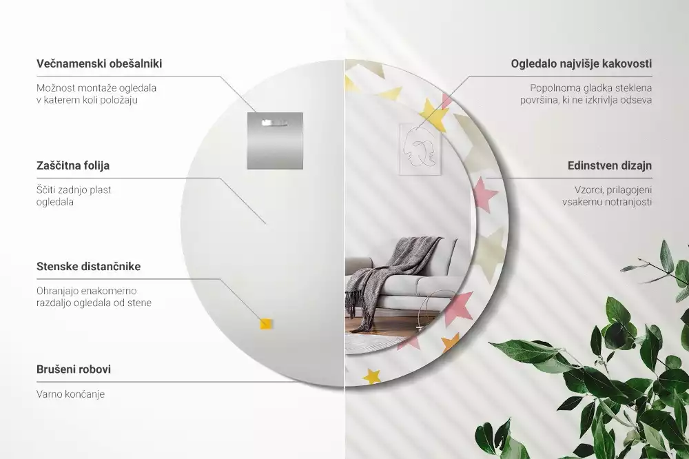 Ronde spiegel met decoratie Pastelsterren