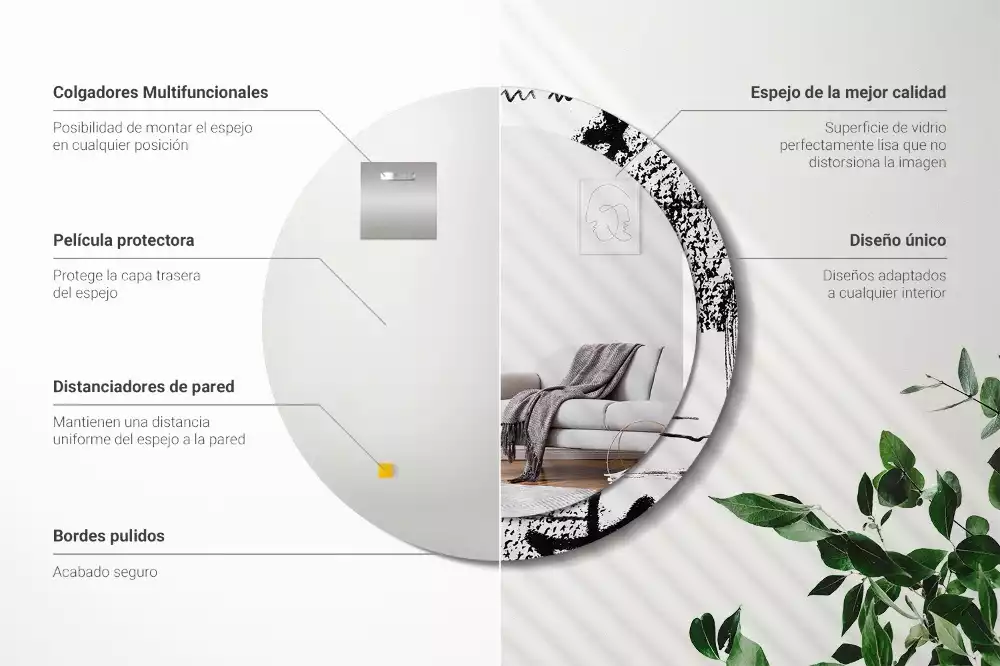 Ronde spiegel met bedrukte lijst Graffitipatroon