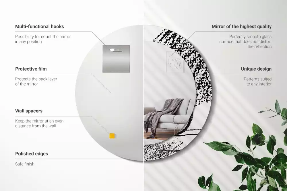 Ronde spiegel met bedrukte lijst Graffitipatroon