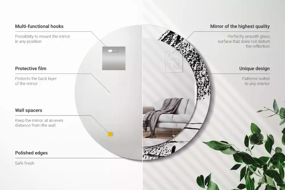 Ronde spiegel met bedrukte lijst Graffitipatroon