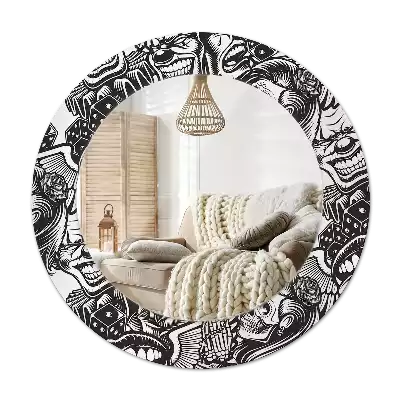 Ronde spiegel met decoratie Graffiti-clowns