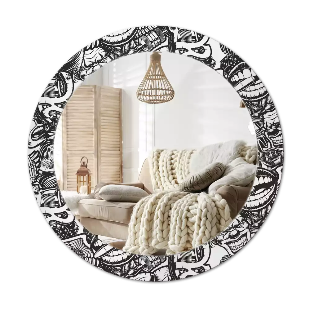 Ronde spiegel met decoratie Graffiti-clowns