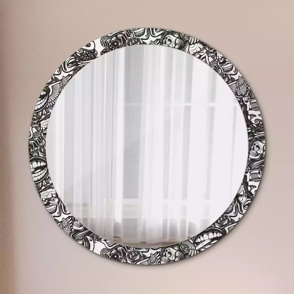 Ronde spiegel met decoratie Graffiti-clowns