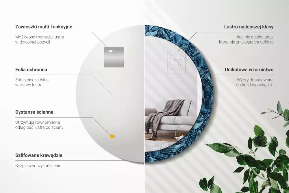Ronde spiegel met decoratie Jungle bladeren