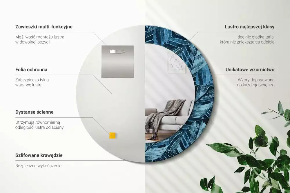 Ronde spiegel met decoratie Jungle bladeren