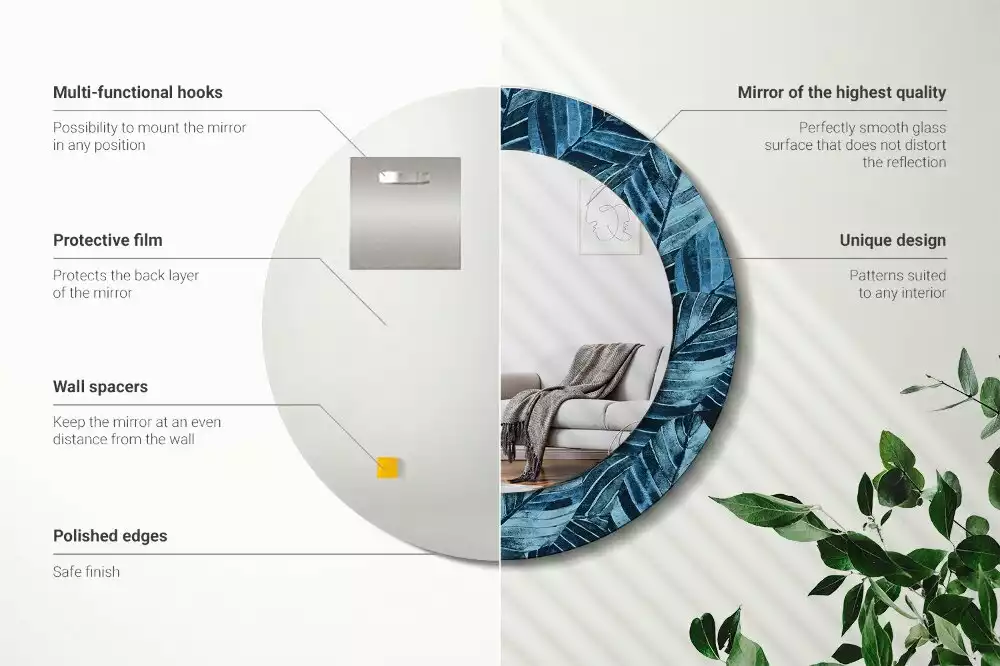 Ronde spiegel met decoratie Jungle bladeren
