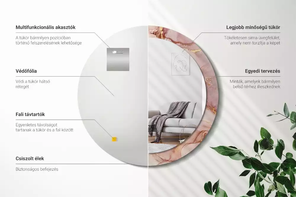 Ronde spiegel met decoratie Abstracte vloeistof