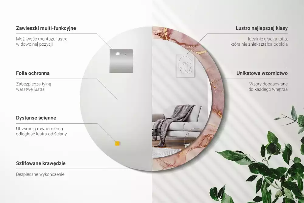 Ronde spiegel met decoratie Abstracte vloeistof