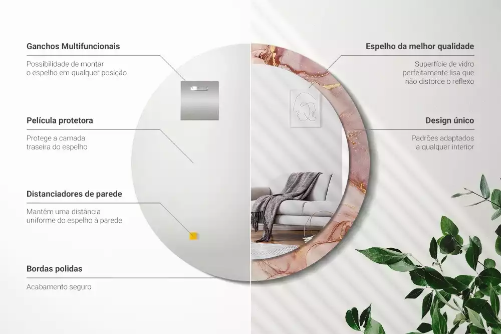 Ronde spiegel met decoratie Abstracte vloeistof