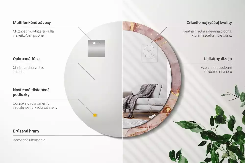 Ronde spiegel met decoratie Abstracte vloeistof