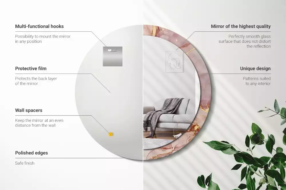 Ronde spiegel met decoratie Abstracte vloeistof