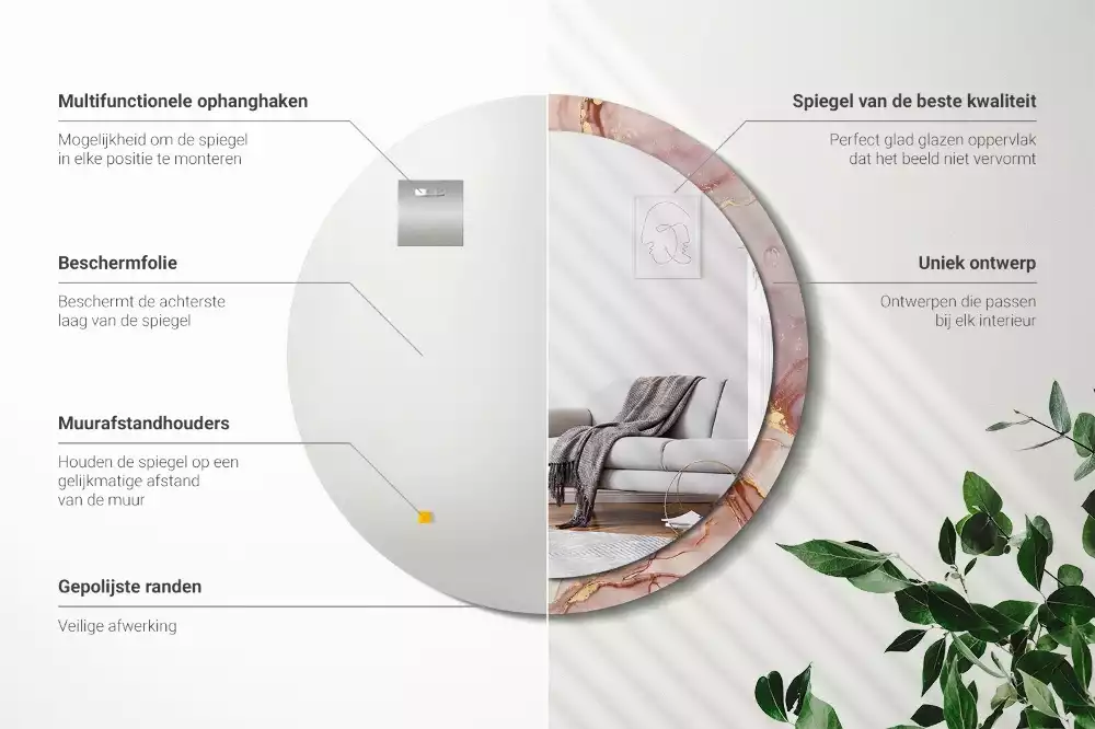 Ronde spiegel met decoratie Abstracte vloeistof