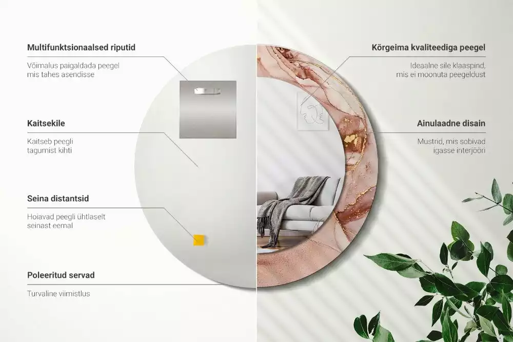 Ronde spiegel met decoratie Abstracte vloeistof