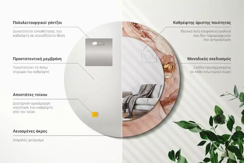 Ronde spiegel met decoratie Abstracte vloeistof