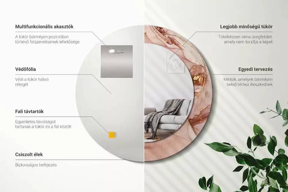 Ronde spiegel met decoratie Abstracte vloeistof