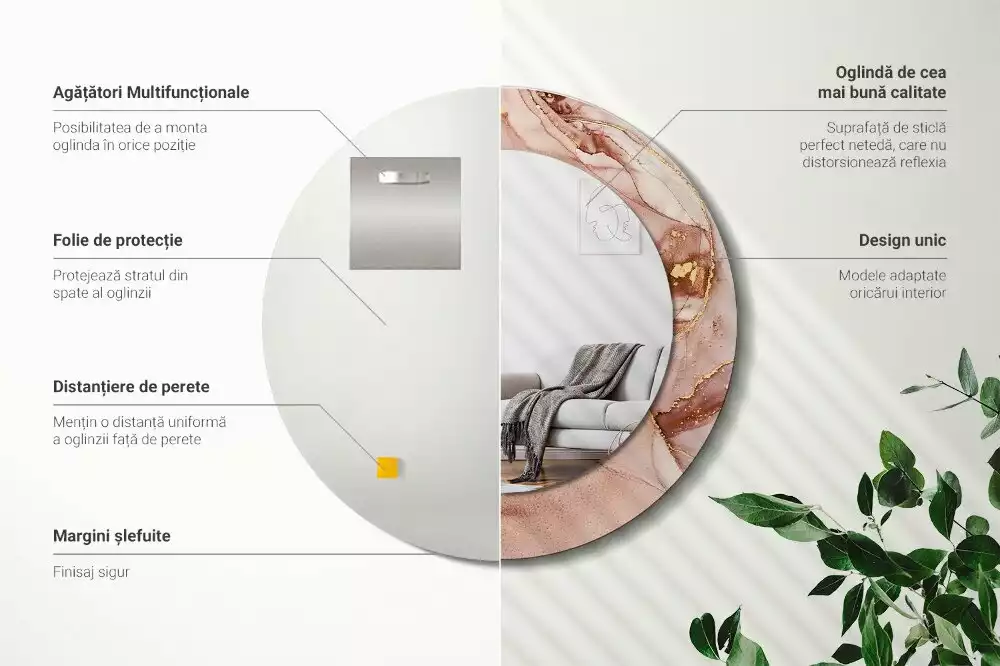 Ronde spiegel met decoratie Abstracte vloeistof