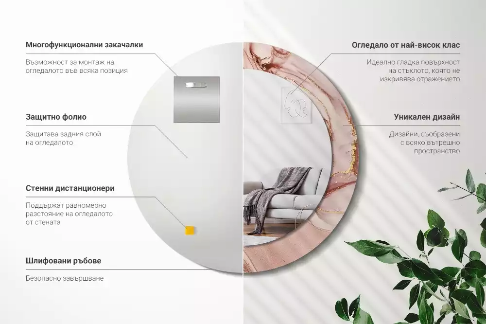 Ronde spiegel met decoratie Abstracte vloeistof