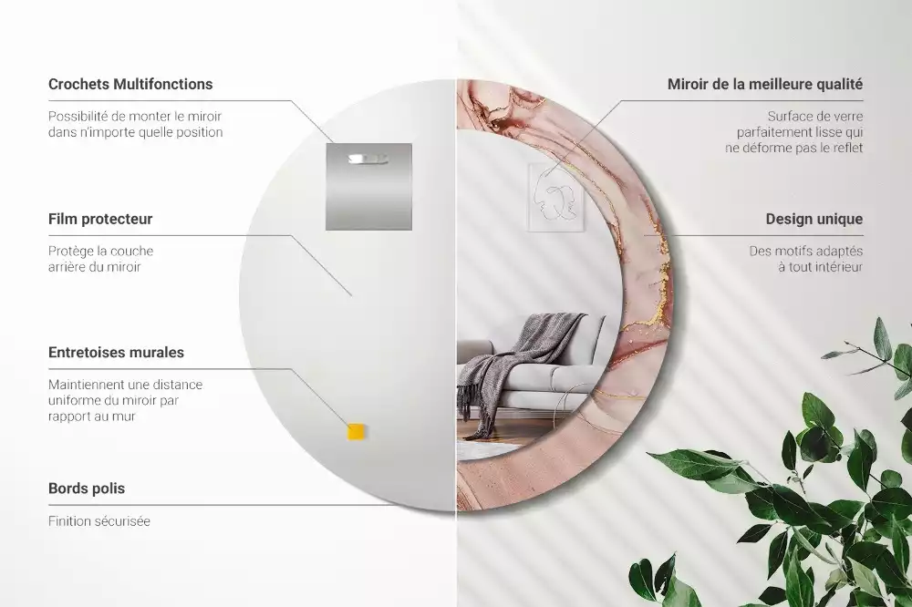 Ronde spiegel met decoratie Abstracte vloeistof