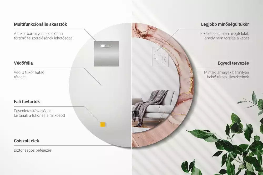 Ronde spiegel met decoratie Abstracte vloeistof