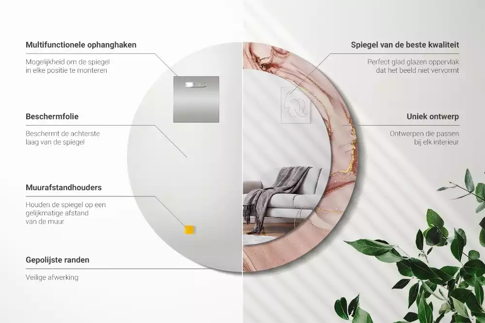 Ronde spiegel met decoratie Abstracte vloeistof